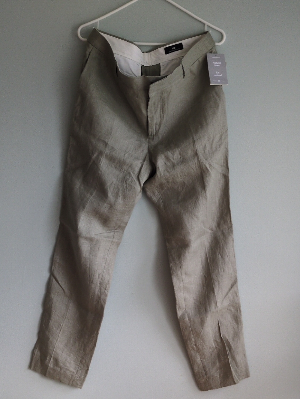 H&M Men's Linen Trousers Chinos in Sage Green
